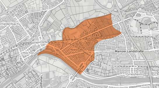 Mietspiegelkarte Frankfurt am Main Nied